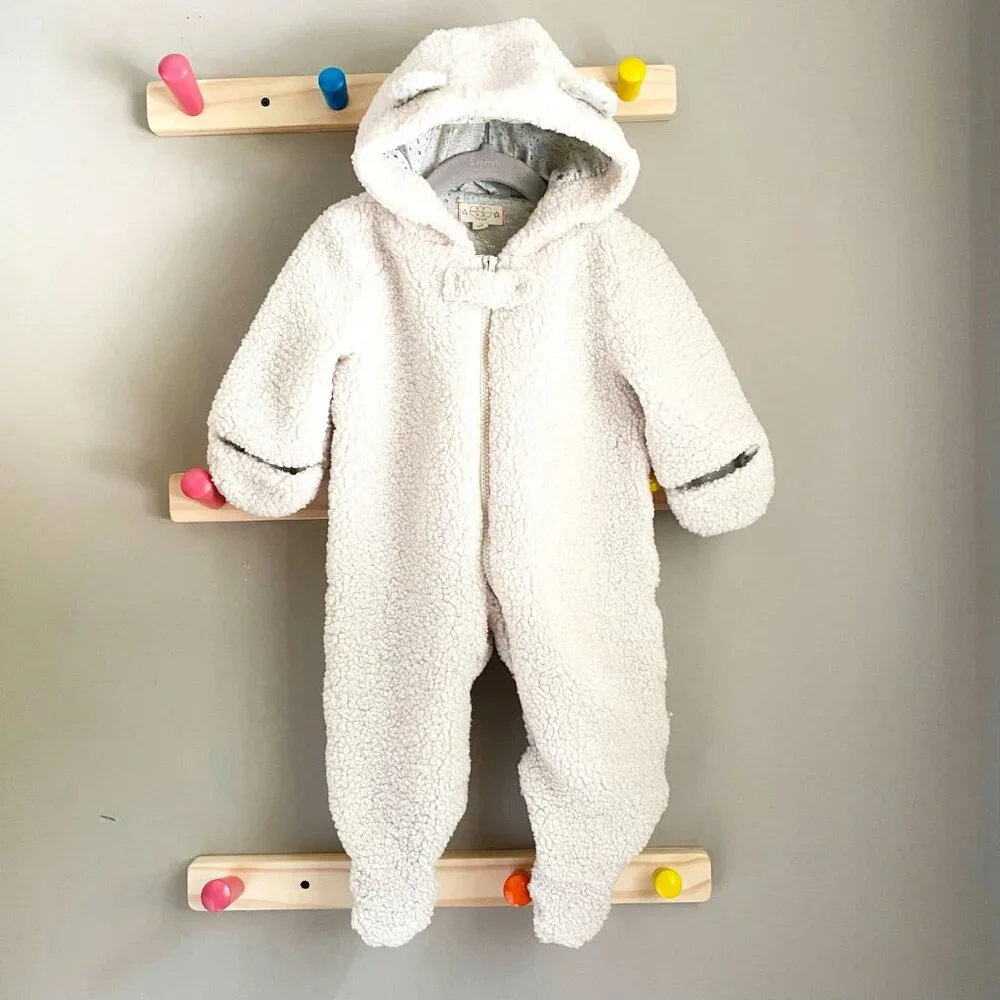 Egg New York Ivory Sherpa Fleece Baby Bunting /  Snow Suit